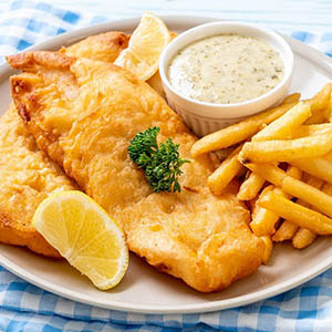 Cod and Chips with Salad